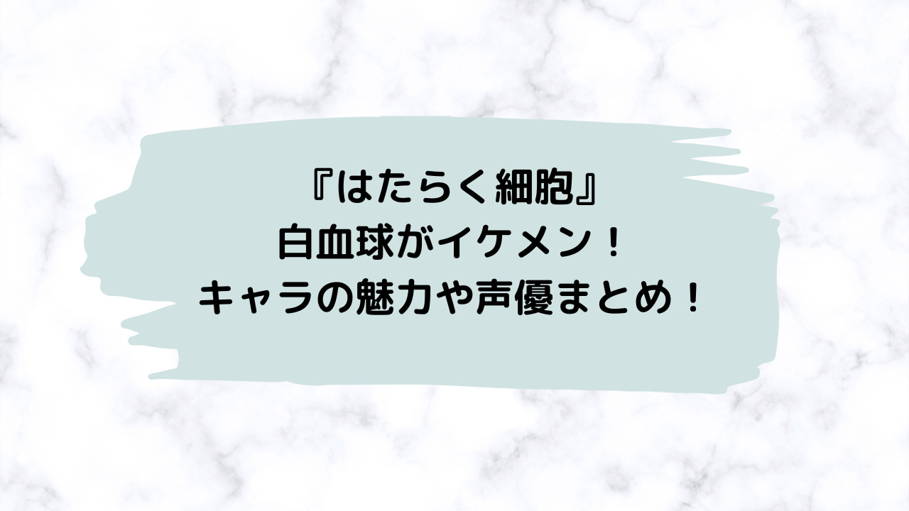 『はたらく細胞』白血球がイケメン！キャラの魅力や声優まとめ！