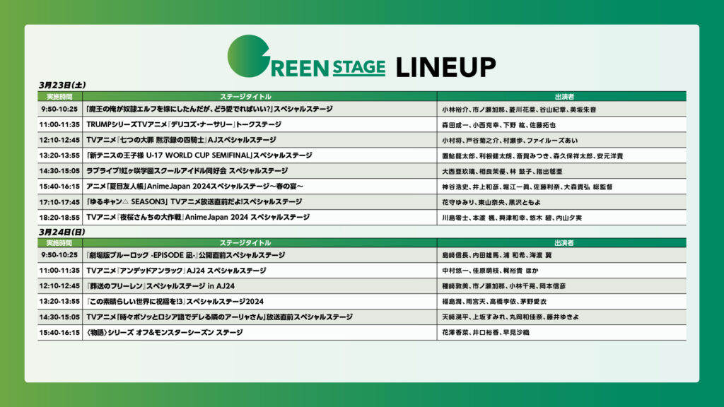 AnimeJapan2024（アニメジャパン2024）ステージ：GREEN STAGE