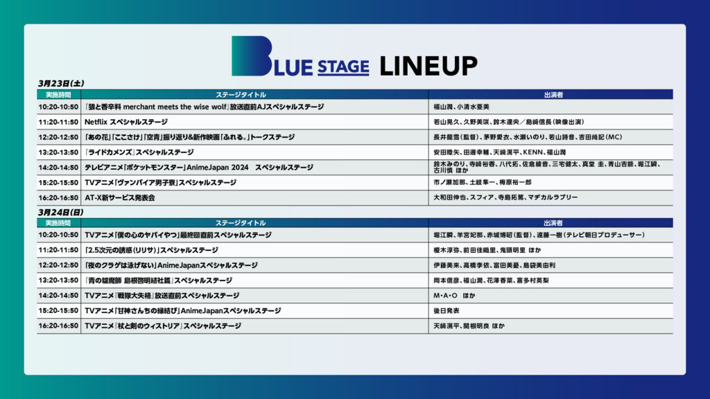 AnimeJapan2024（アニメジャパン2024）ステージ：BLUE STAGE